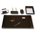 Walnut 8 Piece Wood & Leather Desk Set